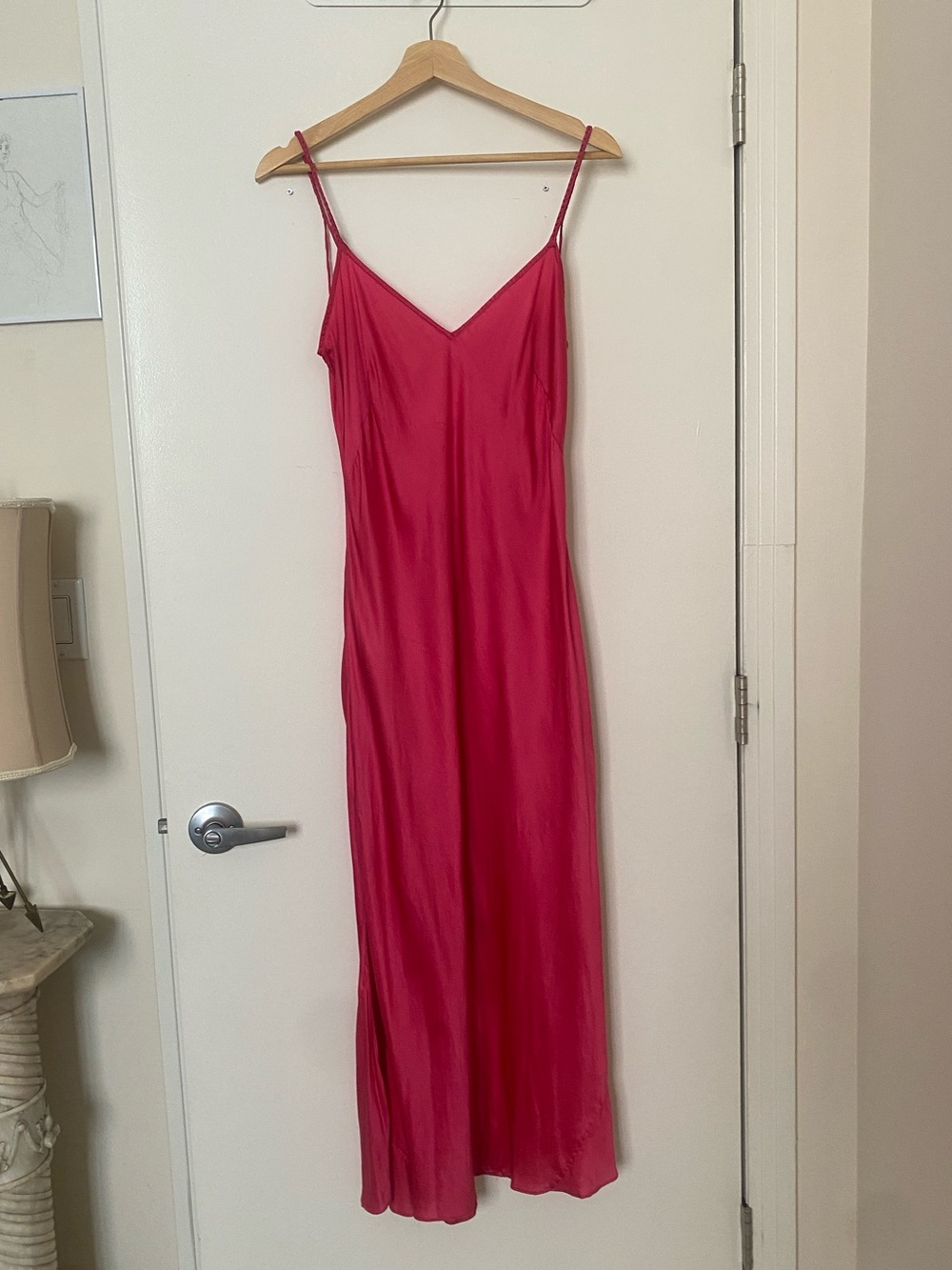 Vintage 100% Silk Slip Dress Hot Pink 💕